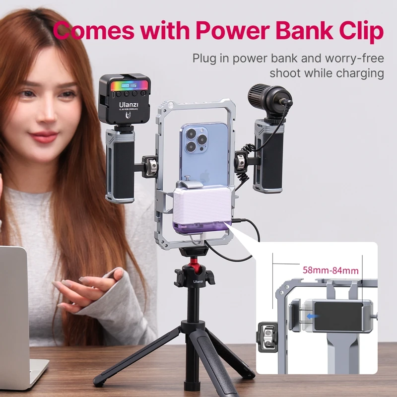 Ulanzi Universal Smartphone Video Rig Phone Cage with Handgrip for iPhone 16/15/14/13 Pro /Pro Max Android Mobile Phone