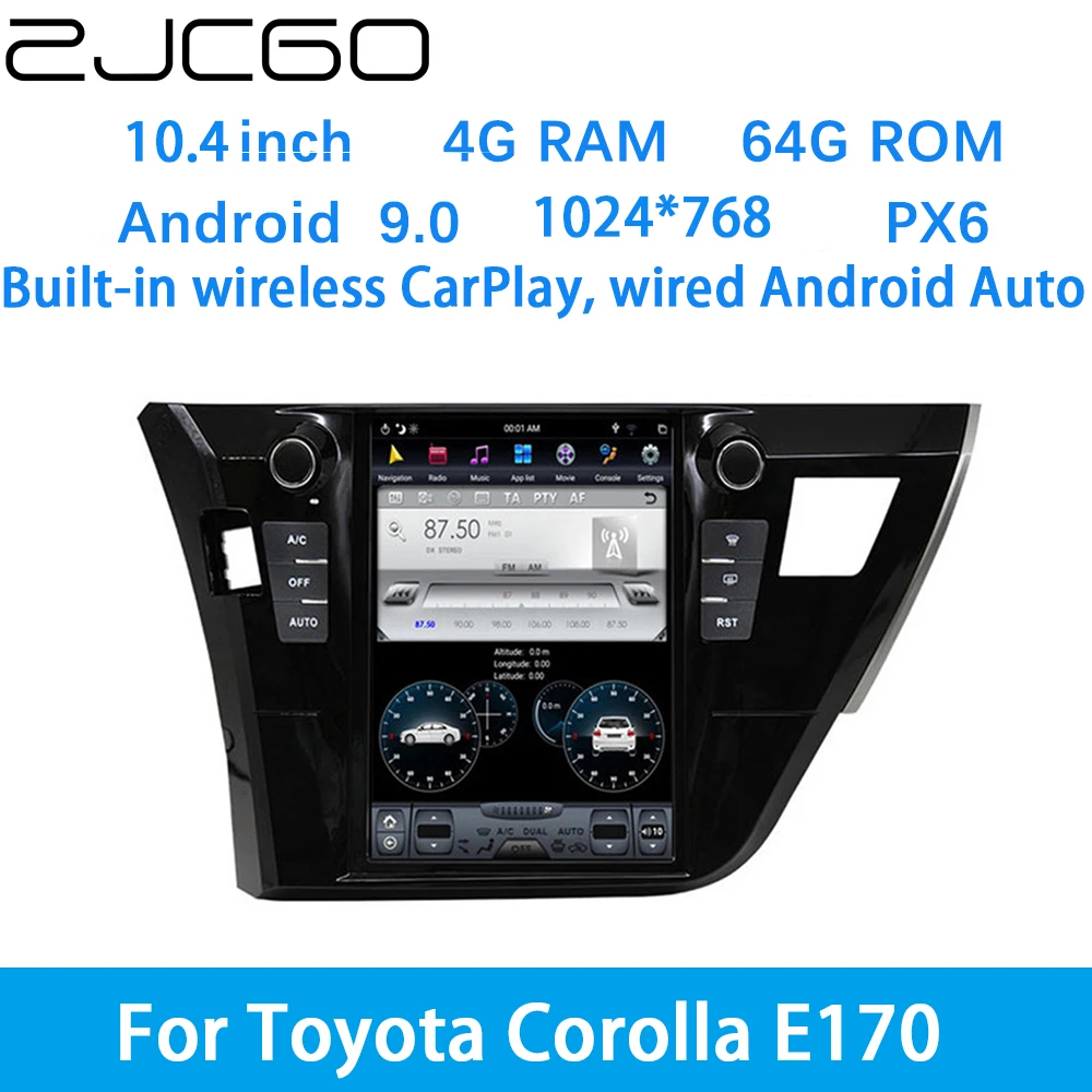 

ZJCGO Car Multimedia Player Stereo GPS DVD Radio Navigation Android Screen System for Toyota Corolla E170 2013~2019