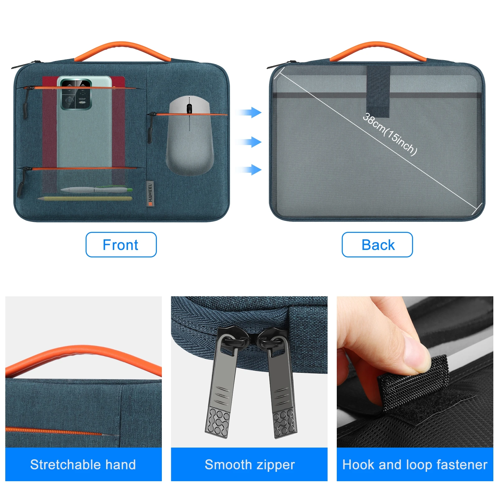 HAWEEL 13.0 inch Sleeve Case Zipper Briefcase Laptop Handbag For Macbook Samsung Lenovo Sony DELL ASUS HP 13'' -13.5'' Laptops