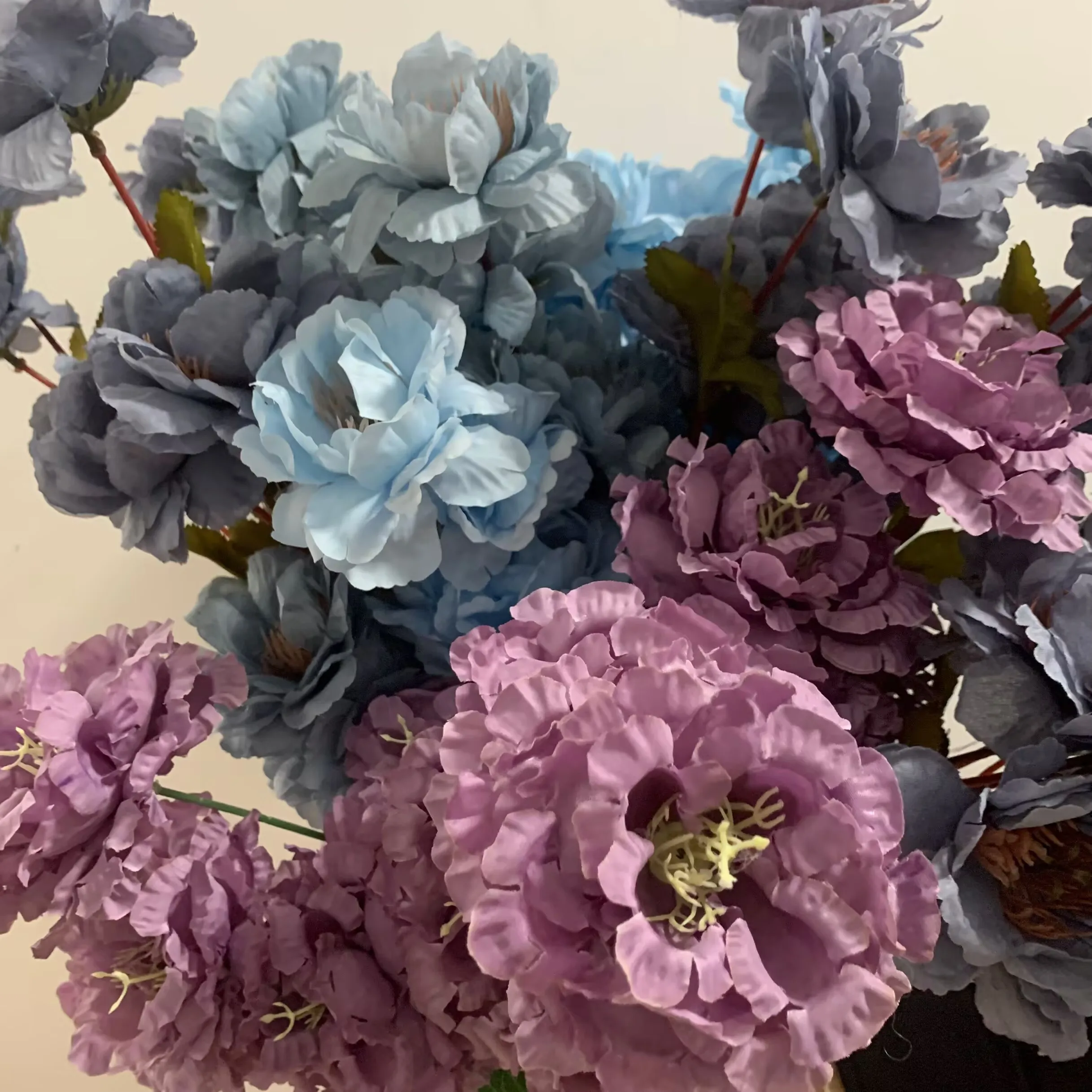 Dia 9cm 6 머리/가지 모란 파란색 보라색 인공 꽃 웨딩 파티 장식 꽃 꽃다발 DIY 액세서리 커피