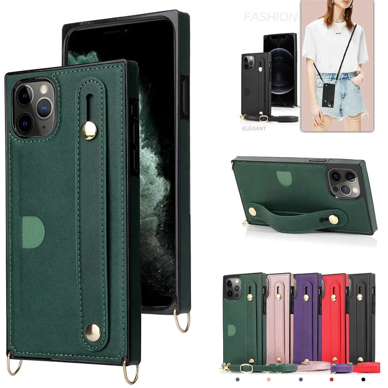 

Solid Color Wrist Strap Crossbody Phone Case for Iphone14, Iphone14plus 14pro 14promax PU Leather Case