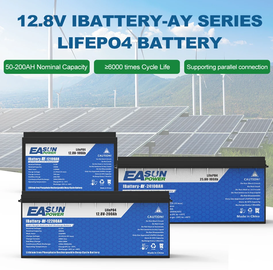 Description Picture 3 of itemEASUN POWER LiFePO4 Battery 200AH 100AH 12V24V BMS Rechargeable Lithium Bateria Pack for Camping Car Solar No Tax No VAT Battery