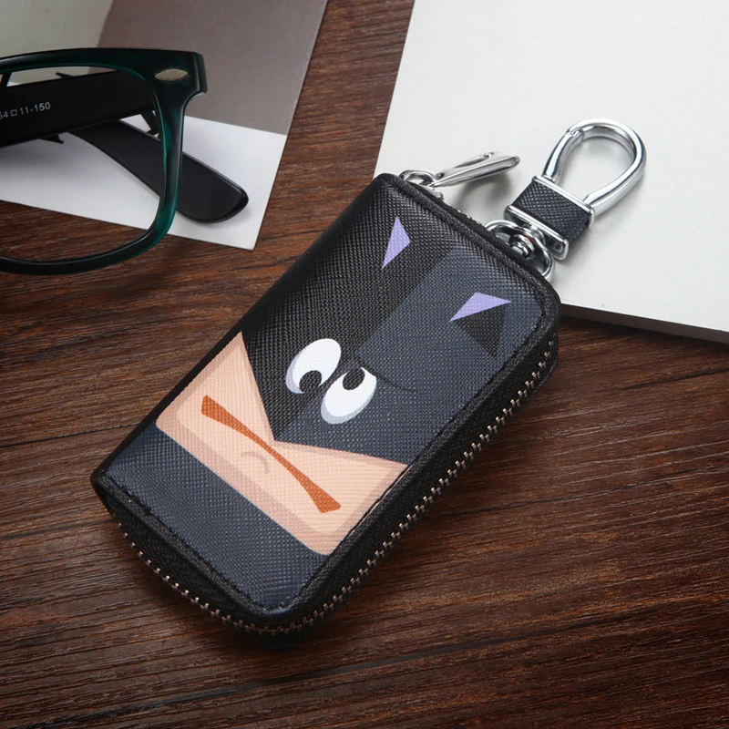 

Cute Cartoon Key Bag Men Women PU Leather Key Holder for Car Metal Key Chain Creative Mini Zip Coin Purse Car Key Case Cover