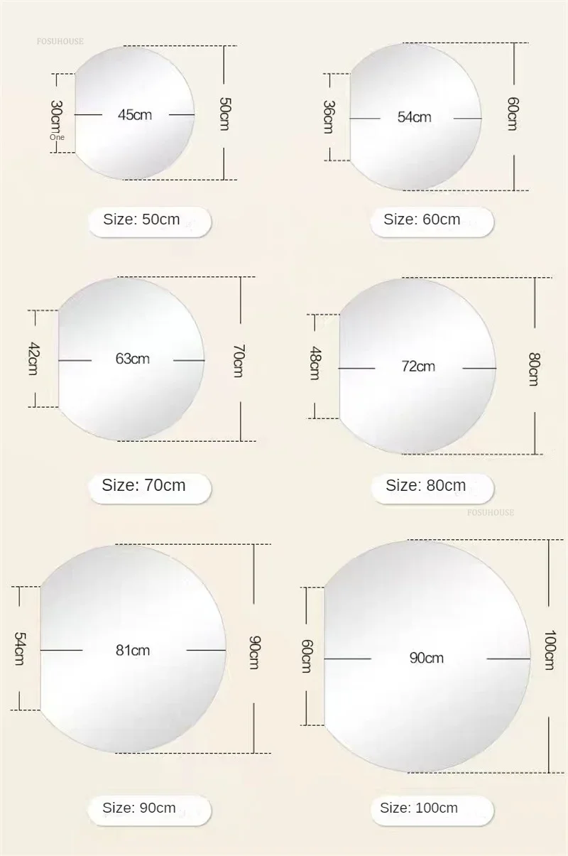 Description Picture 2 of itemNordic Special-shaped Bath Mirrors Semicircular Makeup Mirror Wall Hanging with Light Bathroom Led Touch Screen Bathroom Mirror