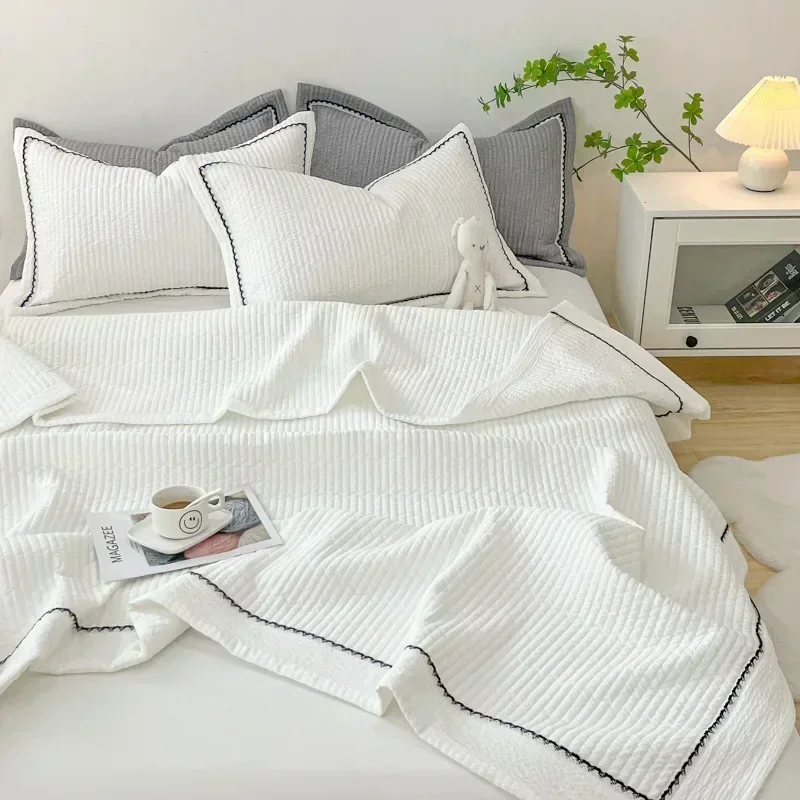 Summer Quilt Summer Quilt Set Bed Comforter French Style Quilted Summer Comforter Set Elegance Princess Bubble Yarn Air Conditioning Quilt Set Skin-friendly Blanket Summer
