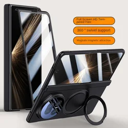 MagSafe Magnetic Metal Holder Case with Tempered Glass Film and Full Protection - HONOR Magic V5 (Black HD Glass)