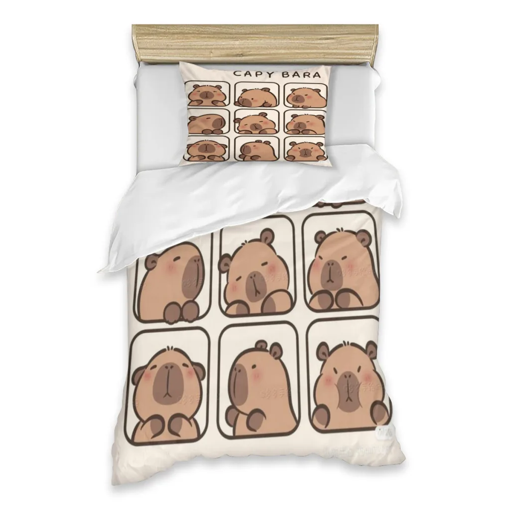 

Capybara Single Bed Sheets Set Complete Case Single Linen Quilt Cover