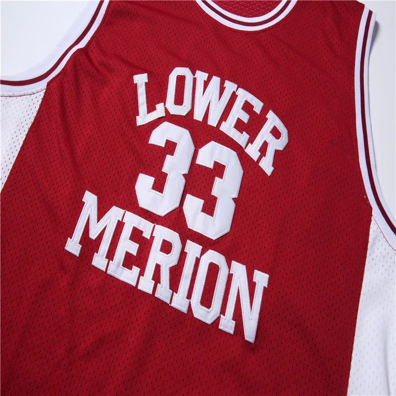 Lower Merion Jersey #33 High School Basketball Jersey Burgundy White