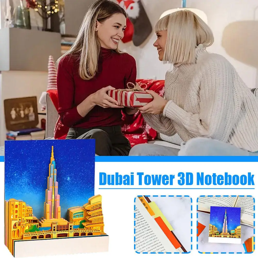 

3d бумажная карта с подсветкой Burj Dubai блокнот английская бумага календарь версия резьба Примечание подарок календарь Еженедельный Y8s9