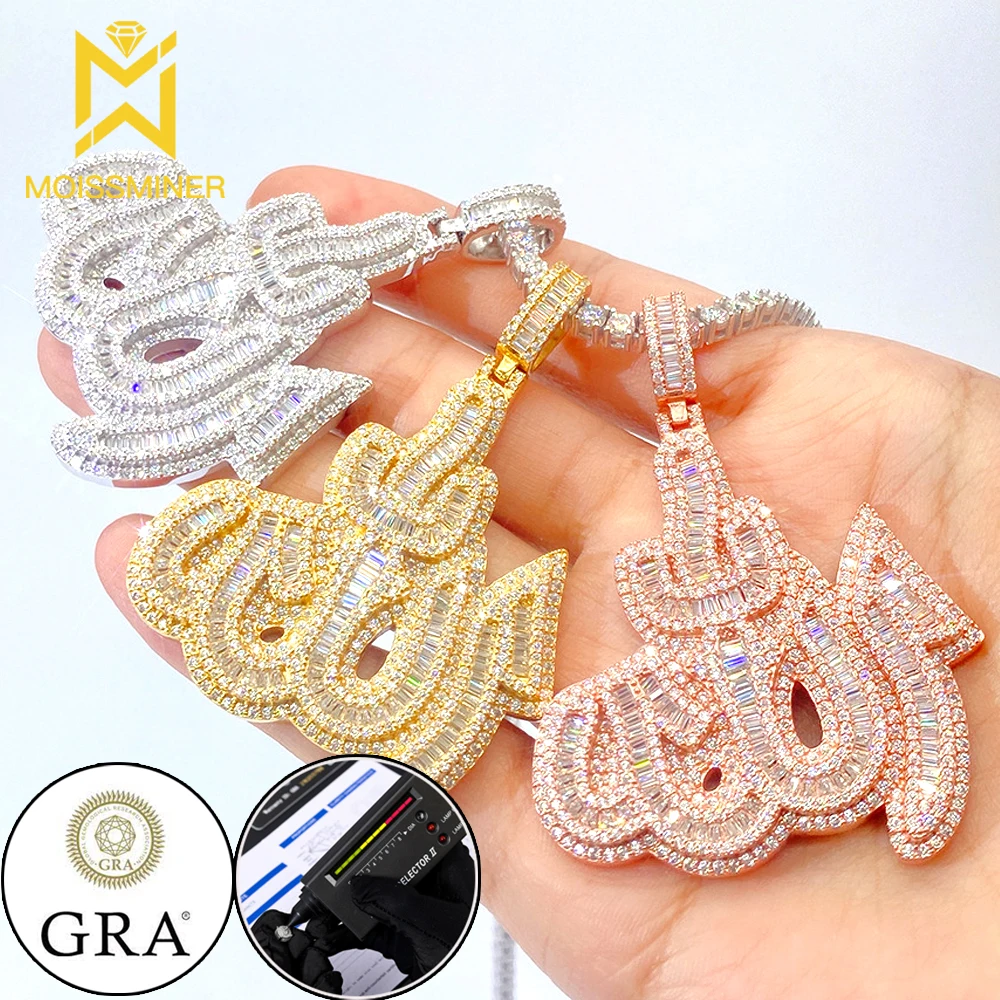 Fire logo Moissanite Pendant Necklaces For Men S925 Silver Diamond Necklace Women Jewelry Pass Tester With GRA Free Shipping flying dragon fire dragon pattern necklace keychain silicone mold diy jewelry pendant epoxy resin mold jewelry production