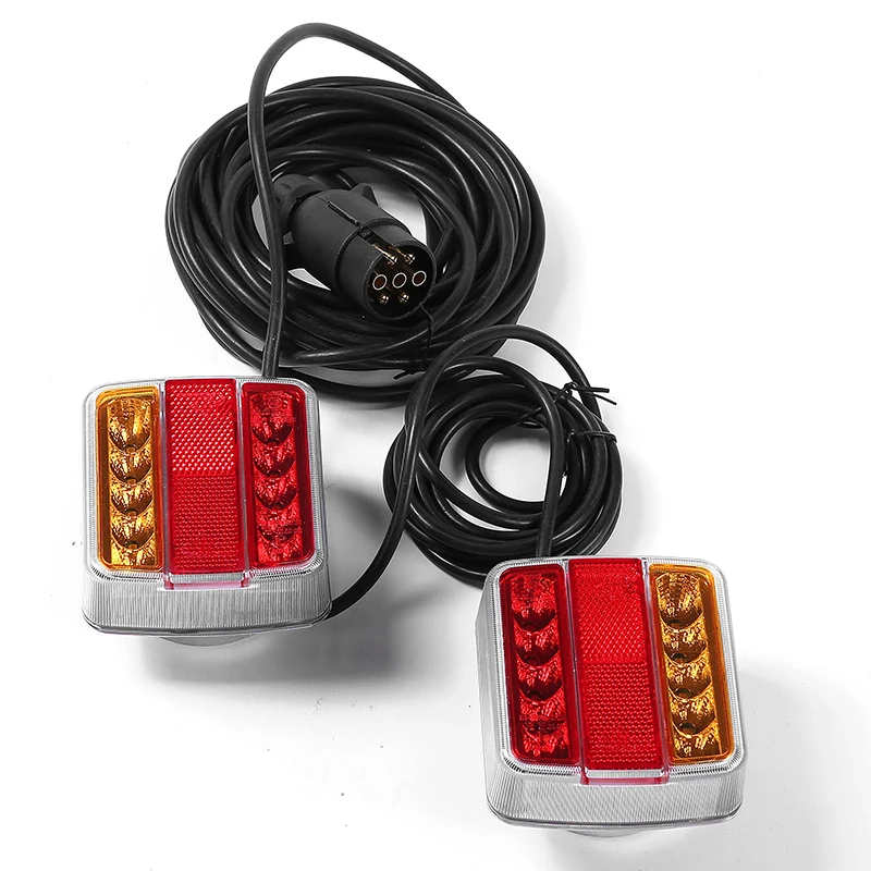 Magnetische LED Anhänger Rücklichter Set 12 V verdrahtete Bremslicht LKW  Anhänger Beleuchtung 7,5 m Kabel 7-polige Stecker Anhänger Wohnwagen LKW