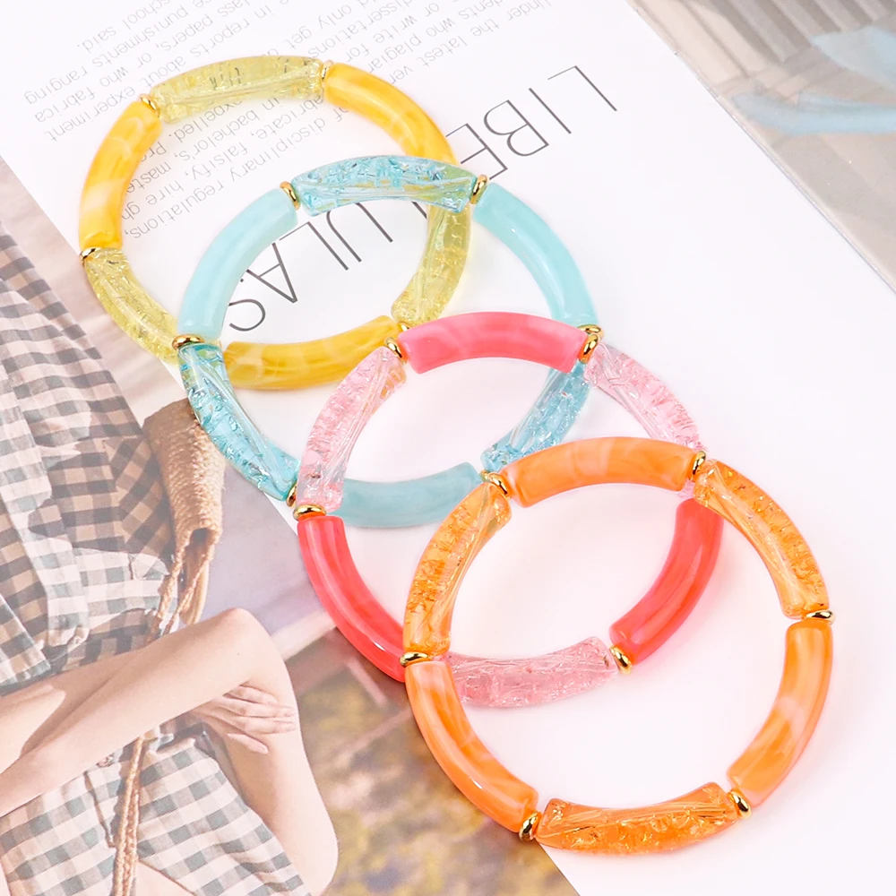 1set Fashionable Multicolor Resin Round Bangle Bracelets For Women | SHEIN  USA