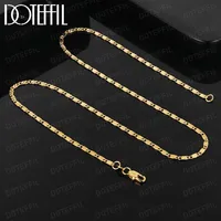 DOTEFFIL 18K Gold 2mm Charm Chain Necklace 16/18/20/22/24/26/28/30 Inch For Women Man Wedding Fashion Jewelry