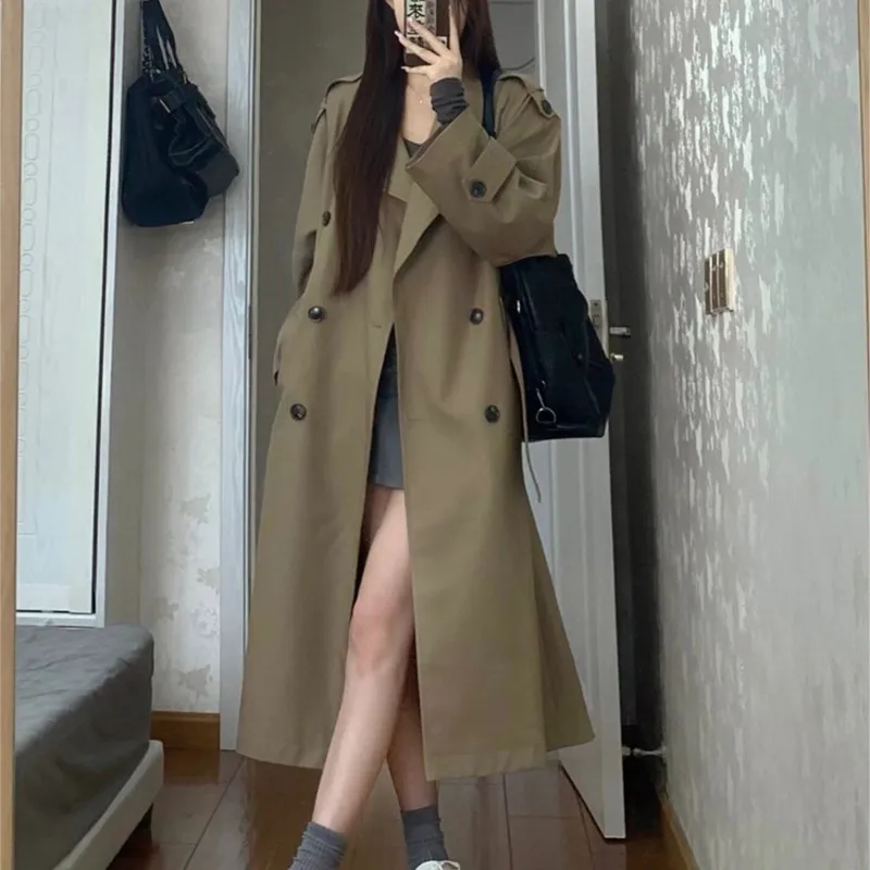 Khaki Trench Coat Women's Mid-Length New Small Thin Overcoat