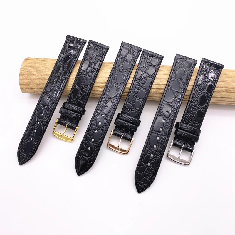 13mm 18mm 20mm Black Stitched Thin Watchbands for Longines L4.760.4 L2 Watch Band Man Genuine Leather Watch Strap Women Bracelet