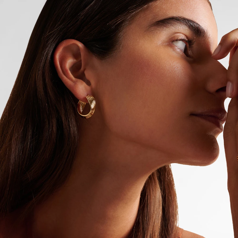 Vintage Statement Twisted Earring Metal Multi Layer Interweaving Hoop Huggie Earring Gold Color Fashion Jewelry 2025 New Bijoux