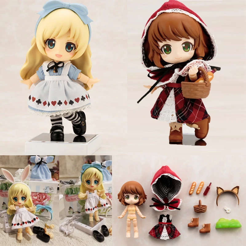 

Fairy Tale Story Alice in Wonderl and Cu-poche friends Alice Bunny Small Red Hat Riding Hood Real Clothes Kawaii Model Toys Gift