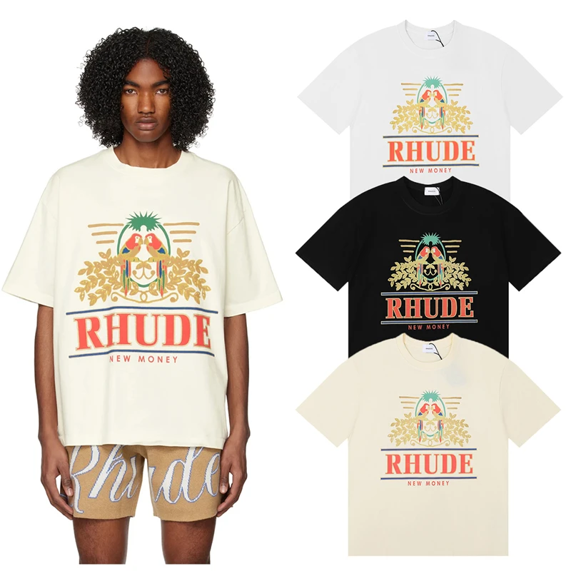 

High Quality Parrot Rhude T-shirt Men Women Summer Tee Top Soft Fabric