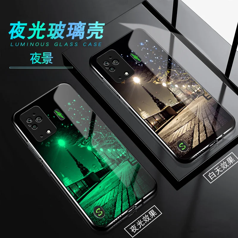 Custodia Per Telefono In Vetro Temperato Luminoso Per Xiaomi Black Shark 5 Pro Cover Per Black Shark 5 Rs Cover Glowing In Dark