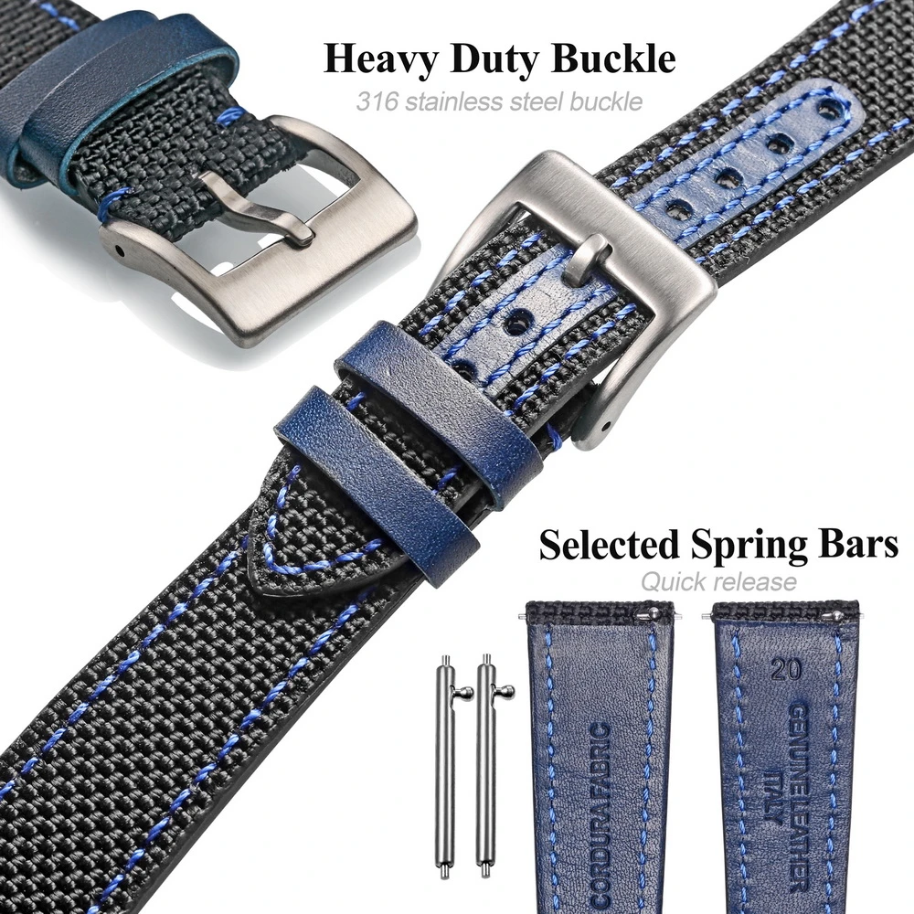 HEMSUT Ballistic Nylon Watch Band Quick Release Sport Movement Military