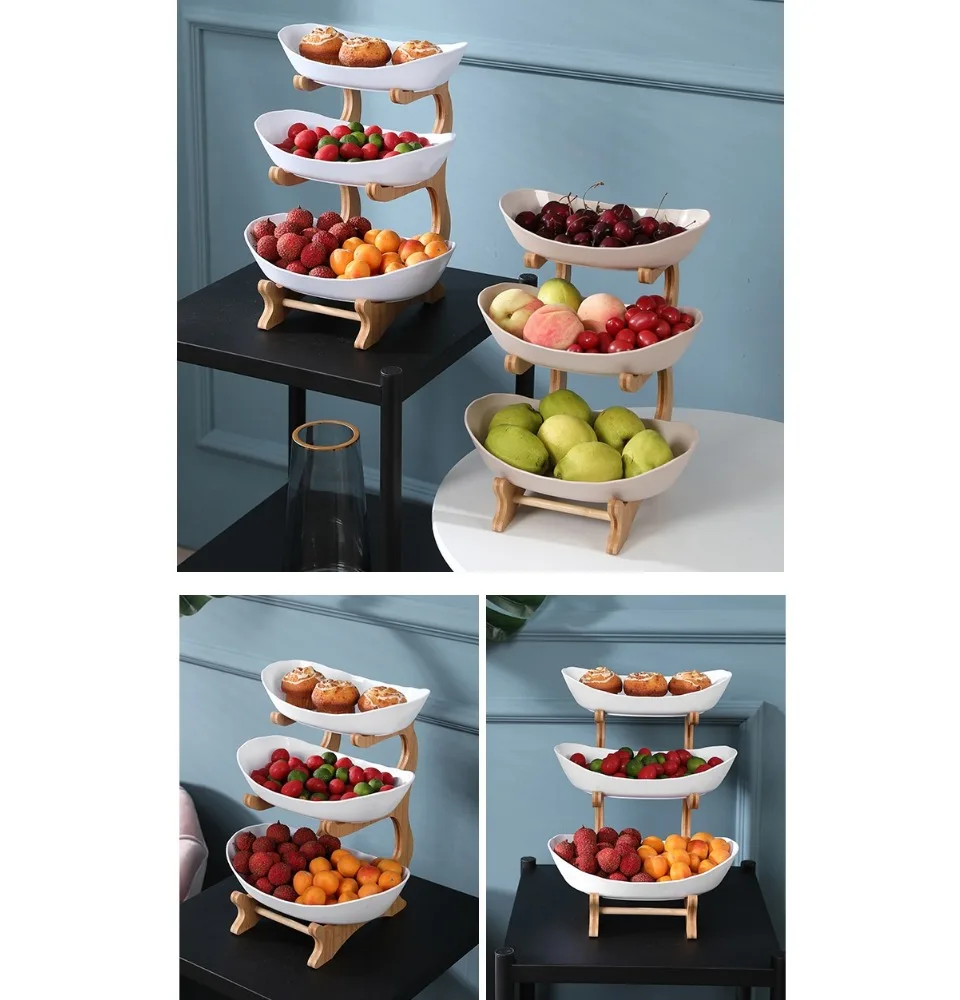 Three Layer Table Plates Dinnerware Snack Candy Cake Stand Salad Bowl