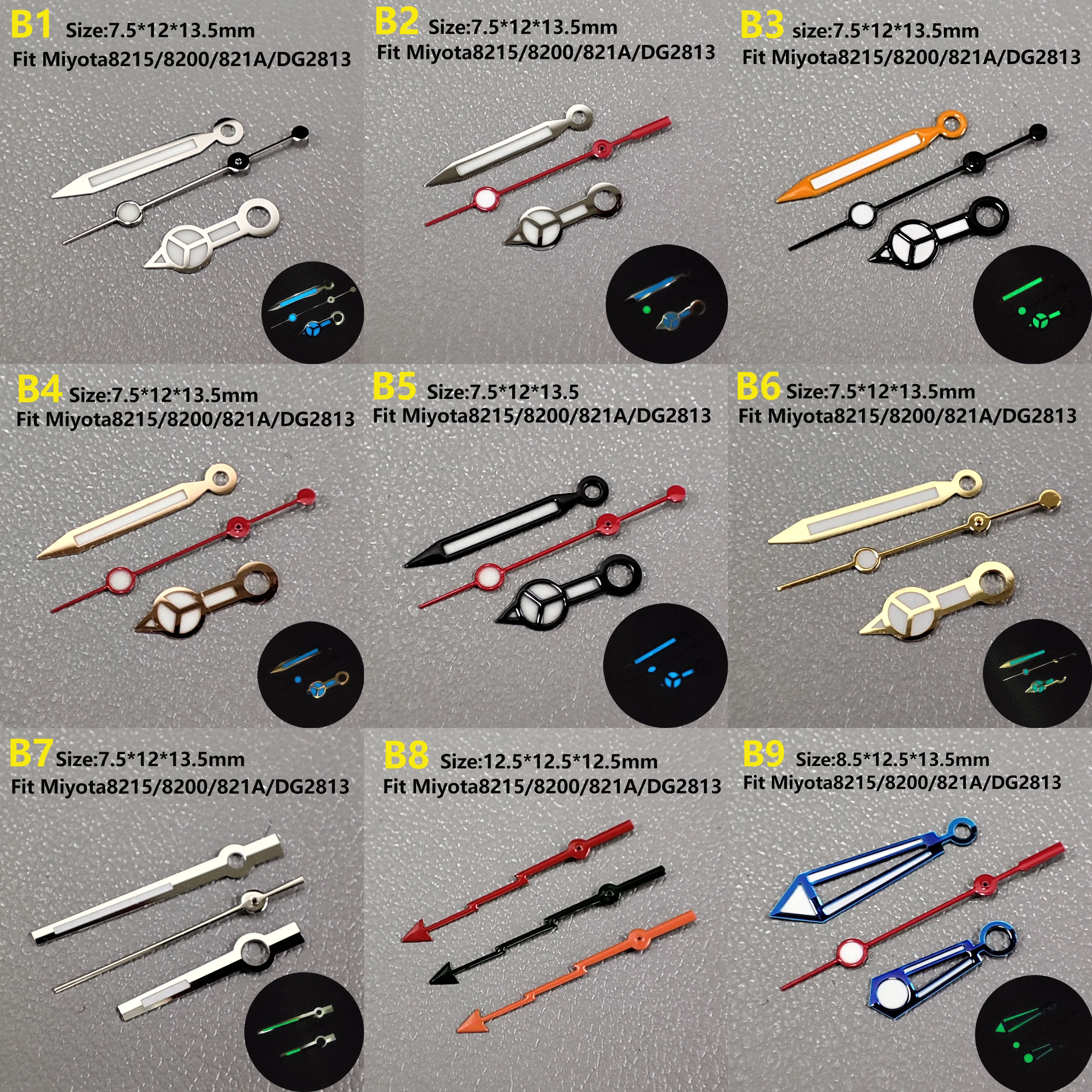 Miyota 8215 Hands Puntatore Miyota Luminoso Verde Adatto Per Miyota8215 8200 821A Dg2813 Movimento Orologio Puntatore Parti Dell'Orologio