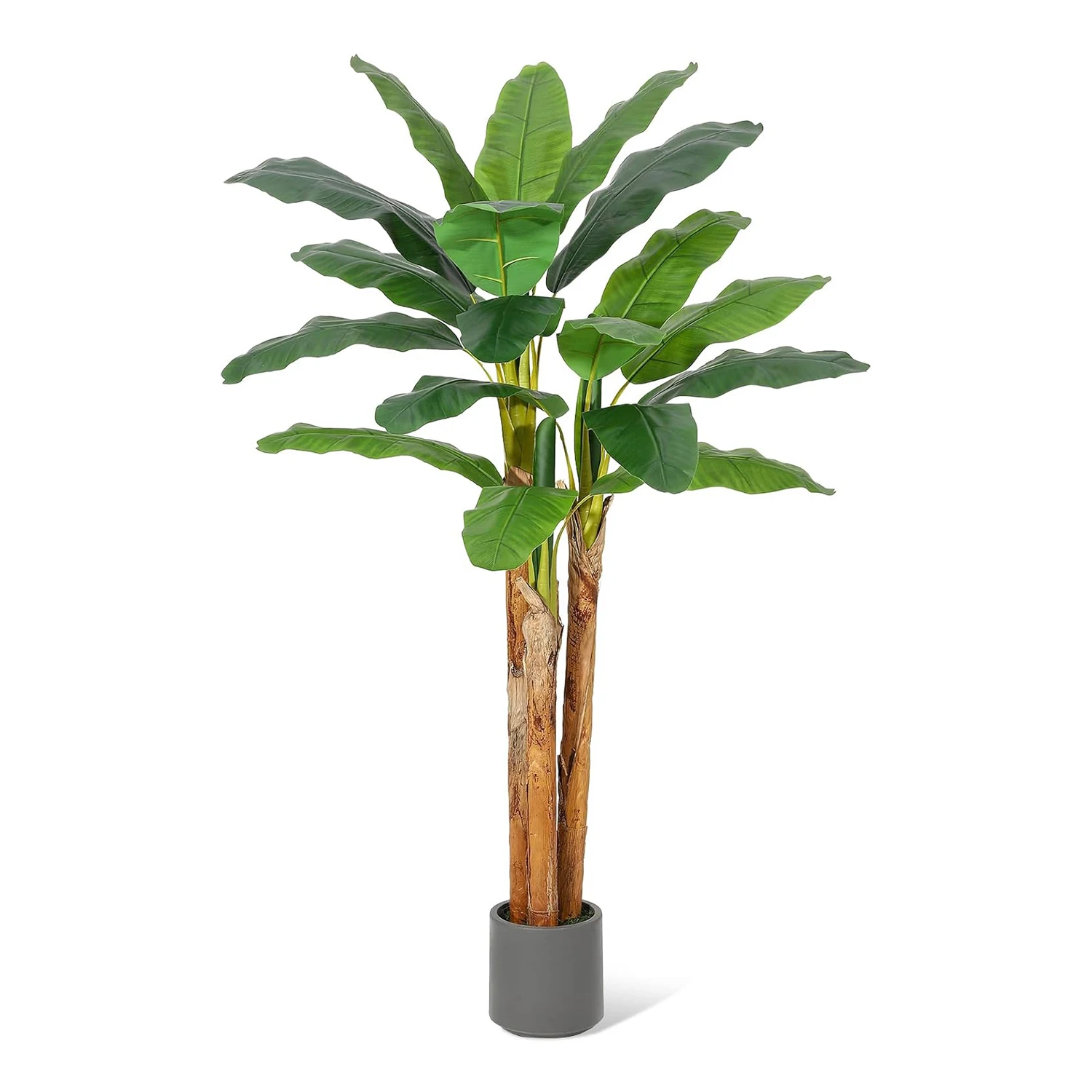 Künstlicher Bananenbaum 150cm Künstliche Bananenblätter mit Grauem Übertopf Künstliche Pflanze für Innen- und Außendekoration – Detail 2
