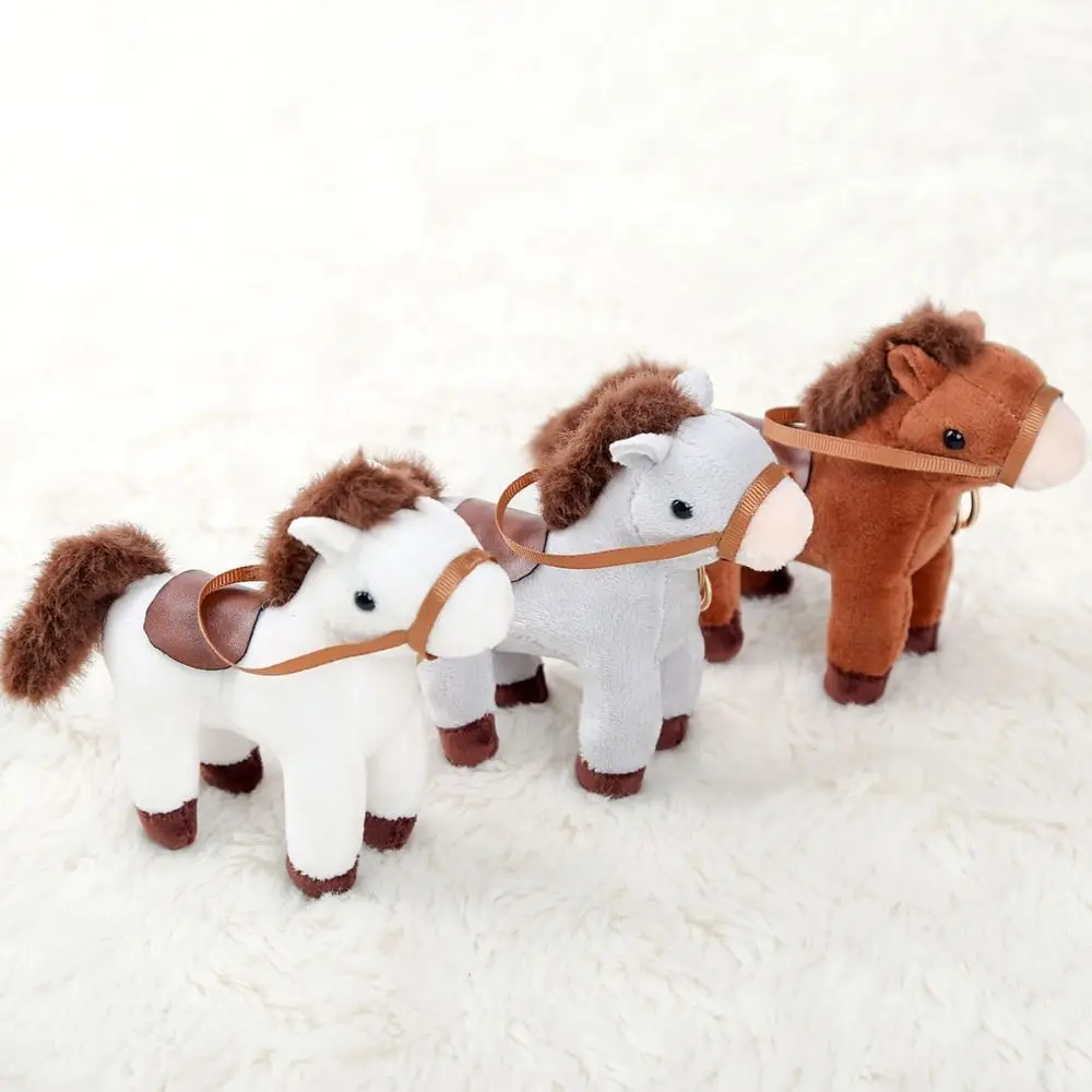 Chinese Style Vintage Pony Keychain Mascot PP Cotton Cartoon Animal Stuffed Comfortable Portable Chinese Horse Keyring
