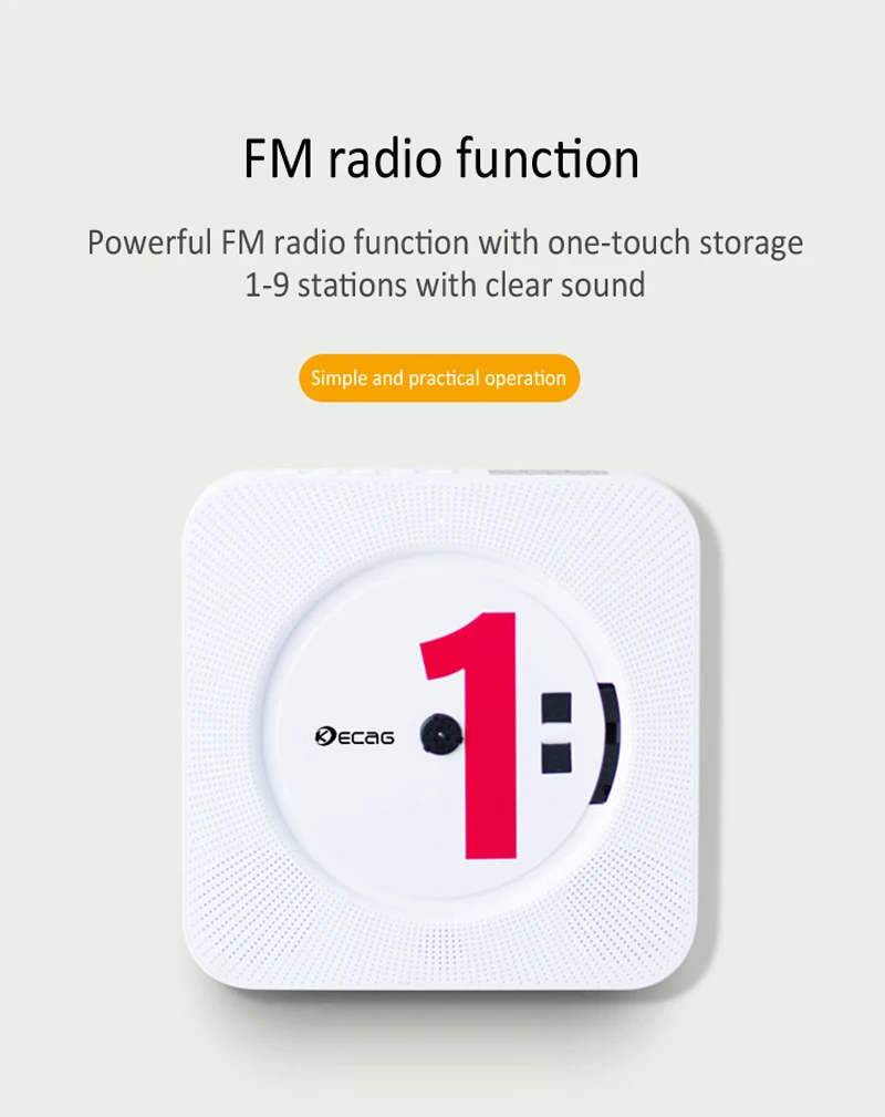 Portable CD Player KC-808 Bluetooth 5.1 Wall Mounted Desktop MP3 CD Player Suppo