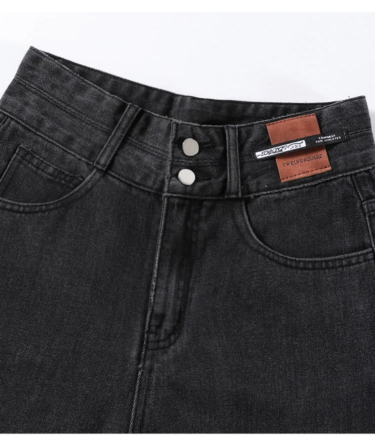 Slim Wide Leg Denim Jeans High Waist Double Bule Straight Cut Pants for Women Bla ey Autumn New Arrival Faionable Wea...
