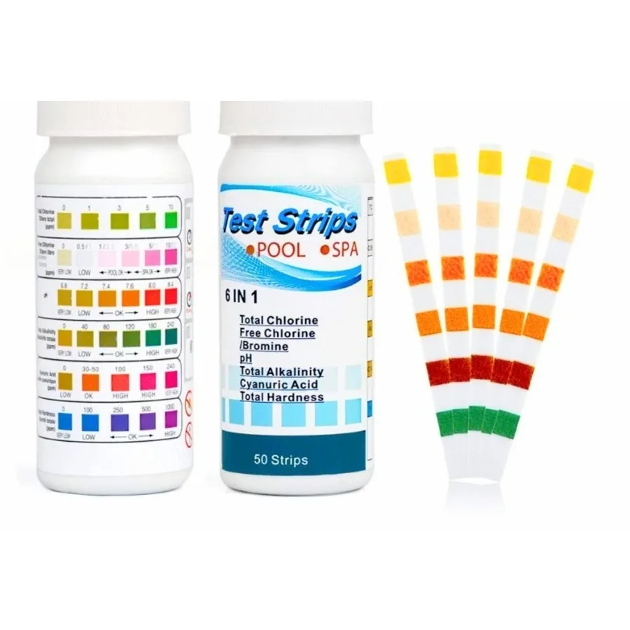 50pcs 6-IN-1 Aquarium Test Strips Fish Tank Test Kit Freshwater Saltwater Aquarium Water to Detect PH NO3 NO2 GH KH CI TCL