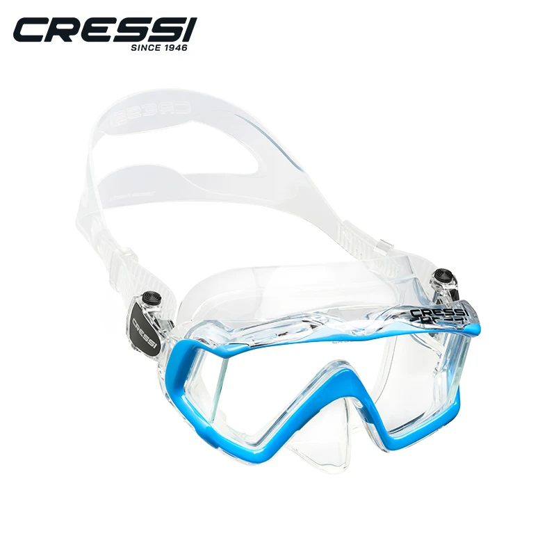 Cressi Snorkeling Diving Mask Swimming Scuba Silicone Skirt Three-Lens for Adults Pano3 6