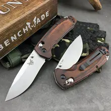 

New Outdoor Tactical Folding Knife Benchmade 15031 Wooden Handle Camping Survival Self-defense EDC Tool Pocket Knives
