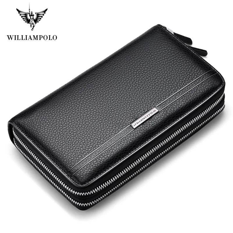 WILLIAMPOLO Luxury Brand Men Clutch Bag Large Capacity Men Wallets Cell Phone Pocket High Quality Multifunction Wallet For Men 2