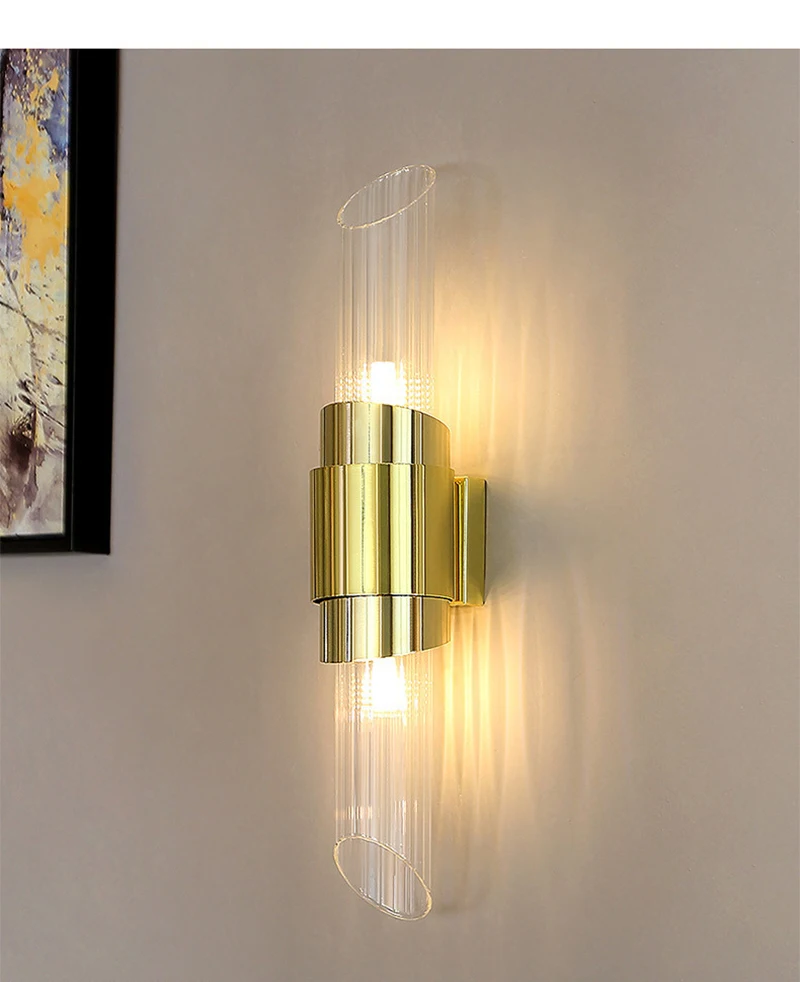 Description Picture 4 of itemNordic LED Wall Lamp Modern Light Luxury Gold Wall Light Glass Lampshade Sconces Indoor Lighting Room Decor For Bedroom Bedside