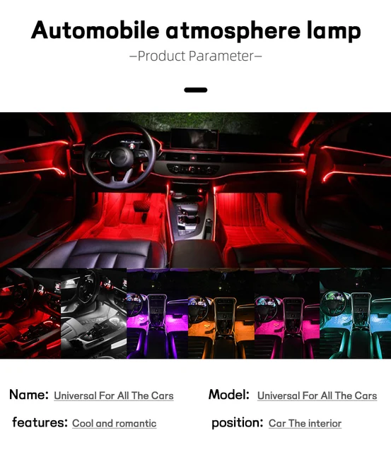 Luci per atmosfera a Led per Auto fibra ottica nera RGB modalità Multiple  App controllo del suono lampada al Neon ambientale decorativa per interni  Auto - AliExpress