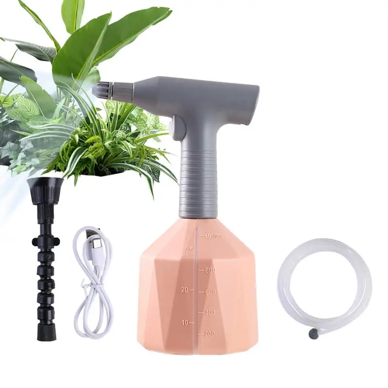 

1L Electric Spray Bottle Plant Mister Automatic Plant watering With 8.2ft Water Pipe Rechargeable Spray Bottle Plant Sprayer Can