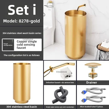 304 สแตนเลสสตีลรอบคอลัมน์อ่างล้างหน้าแบบบูรณาการชั้นยืนสวนกลางแจ้งอ่างล้างหน้า Luxury Bar โรงแรมห้องน้ําอ่างล้างจาน w 13