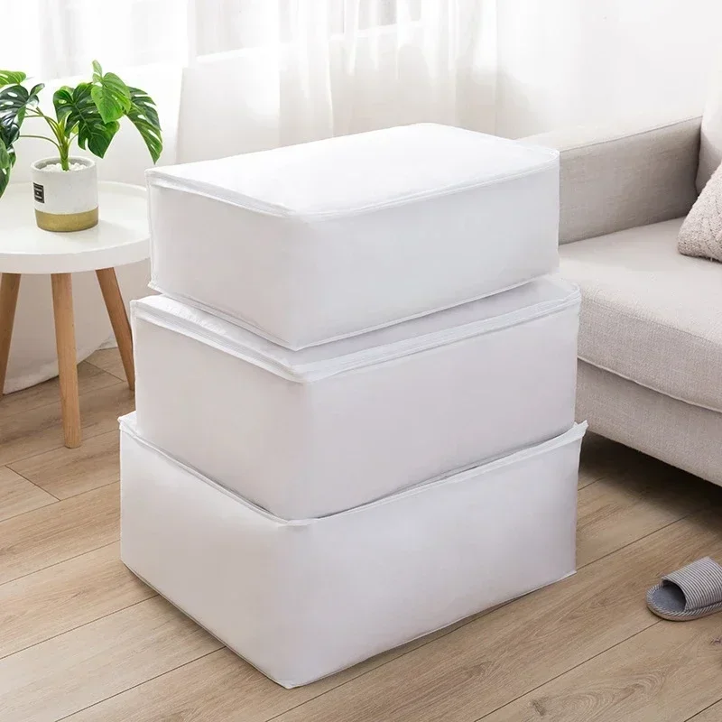 White Waterproof Quilt Clothes Organizer Under Bed Storage Bags Dustproof Closet Organizer Moisture-proof Foldable  Moving Bag 2