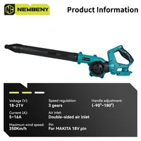 NEWBENY Copper Motor Electric Snow Air Blower 3 Gears Cordless Rotatable Leaf Cleaner Garden Power Tools For Makita 18V Battery 2