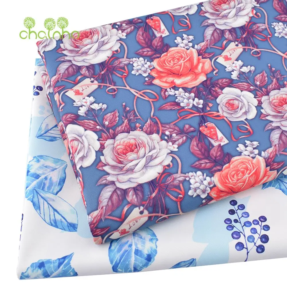 Chainho,Digital Printing Coated Waterproof Fabric,Floral Series,For DIY Quilting & Sewing Suitcases,Backpack,Tablecloth Material
