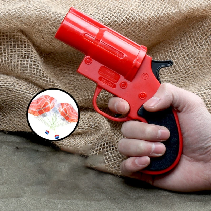 1Set Hand Throw Parachute with Signal Guns Stress Reliever Launching Toy Outdoor Drop Shipping 2