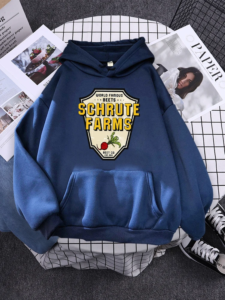World Famous Beets Schrute Farms Crop Printing Prints Sweatshirt Women\'S Warm Softsportshirt Casual Hoodies Loose Female Tops