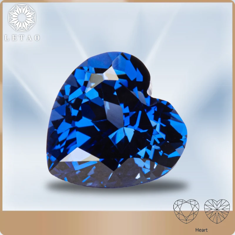 Lab Grown Sapphire Royal Blue Color Heart Shape Charm Gemstones for Diy Jewellery Making Materials Selectable AGL Certificate