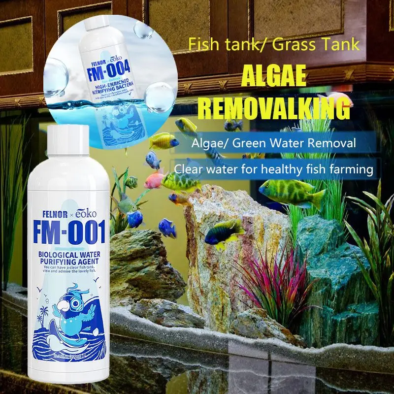 Fish Tank Water Purifier Algae Remover Aquarium Algaecide Detergent Cleaning Agent Alginate Removal Agent Clear Water Quality fish tank water purifier