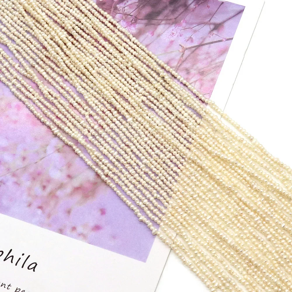 Natural Freshwater Pearl Flat Round Irregular Beads 1.8-3mm Charm DIY Fashion Jewelry Necklace Earrings Bracelet Accessories