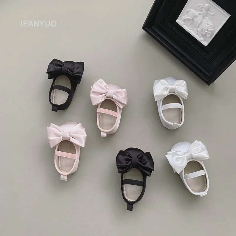 Baby Shoes Spring Autumn Girl's Bow Ballet Style Satin Soft Sole Shoe Baby Anti-slip and Anti Drop Heel Princess Toddler Shoes - 2