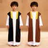 Muslim Arab Boy Kimono Robe Eid Ramadan Islam Clothing Saudi Turkey Open Abaya Dress Djellaba Dishdasha Dubai Jubba Thobe Kaftan