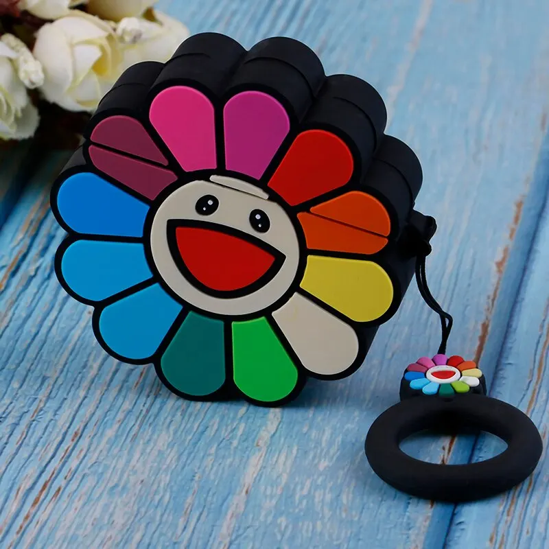 3D Rainbow Flower Headphone Cases for Airpods Cute Earphone protactive Cover
