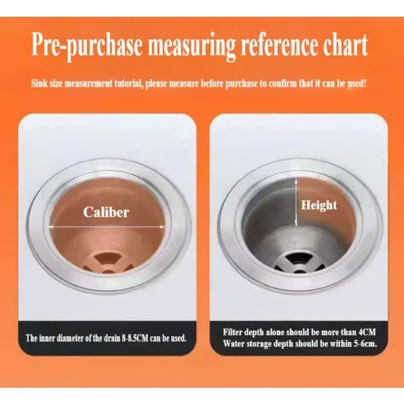 2pcs  Kitchen Sink Strainer Replacement Drain Basket Stainless Steel Mesh Filter Waste Hole Strainer Kitchen Gadgets